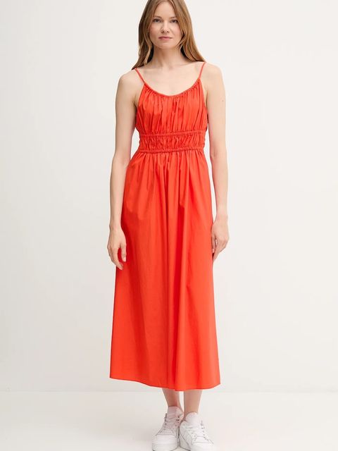 Tommy Hilfiger sukienka bawełniana kolor pomarańczowy midi rozkloszowana WW0WW45800 - zdjęcie produktu nr 1