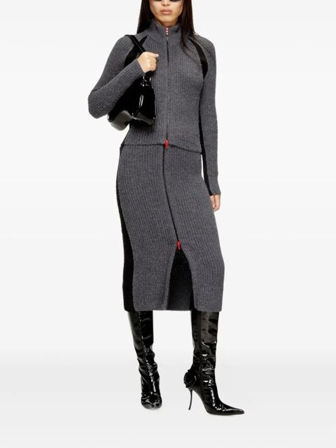 Diesel ribbed panel zip-up cardigan - Grey