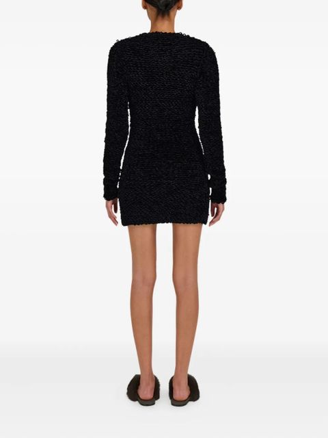 Ferragamo astrakhan-effect long-sleeve mini dress - Black