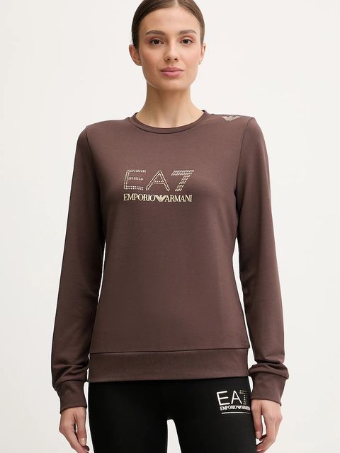 EA7 Emporio Armani bluza damska kolor brązowy z nadrukiem TJ9RZ.8NTM45 - zdjęcie produktu nr 1