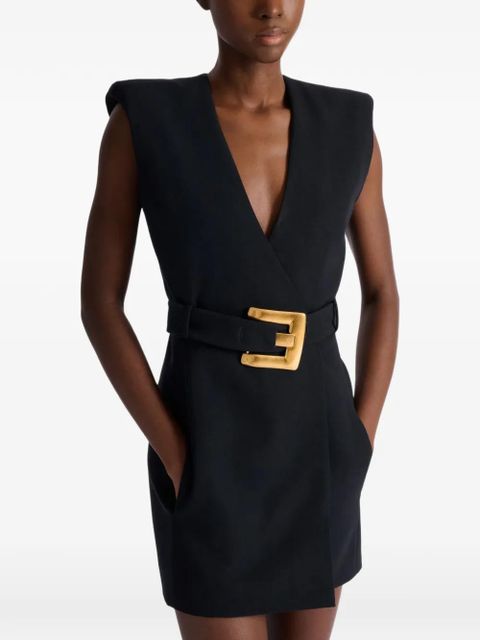 Balmain belted wrap dress - Black