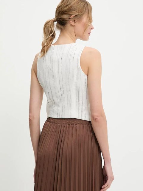 Answear.LAB kamizelka z lnem kolor biały jednorzędowa