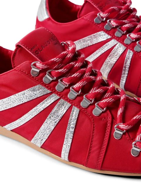 Claudie Pierlot Swing striped lace-up sneakers - Red
