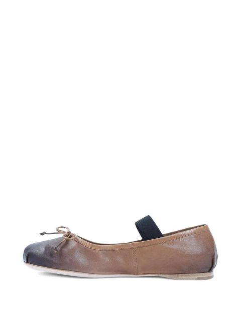 Miu Miu bow-detail elastic-strap ballet flats - Brown