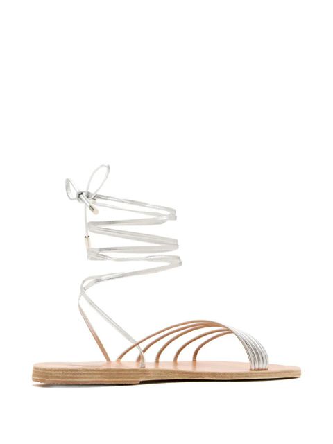 Ancient Greek Sandals Ipoliti leather lace-up flat sandals - Silver