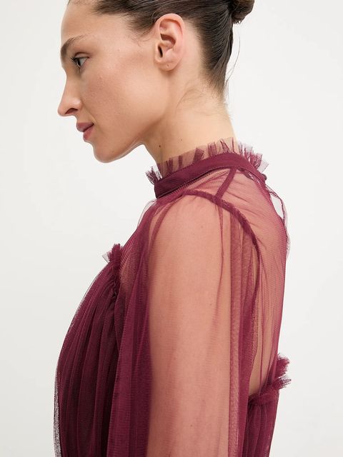 Answear.LAB sukienka kolor bordowy mini rozkloszowana