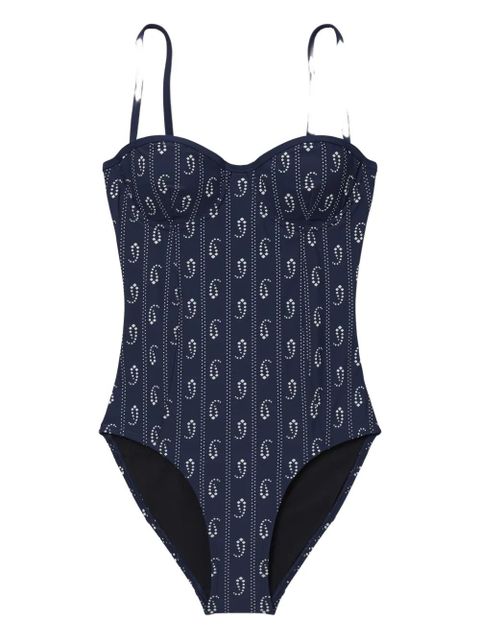 Tory Burch printed underwire swimsuit - Blue