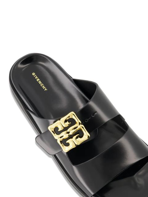 Givenchy logo-plaque leather slides - Black