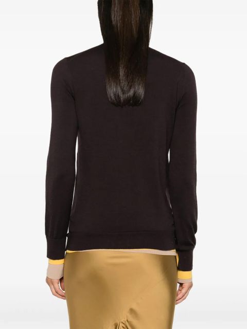 FENDI layered-trim sweater - Brown