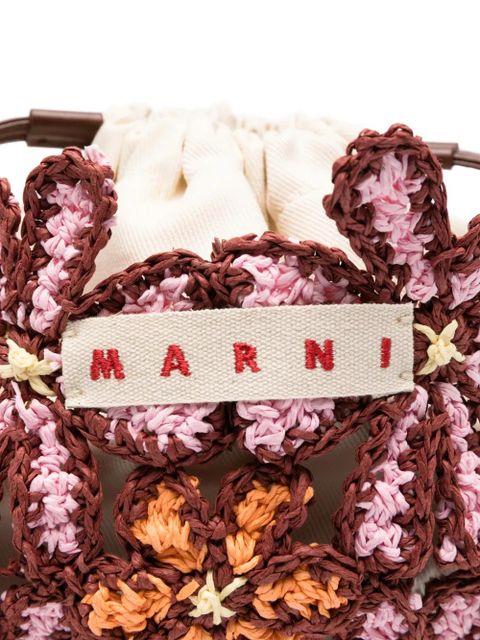 Marni floral-pattern bucket bag - Brown