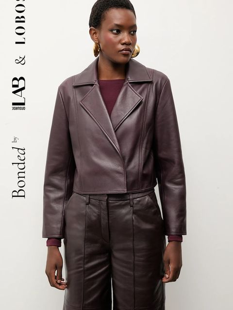 Bonded by Answear.LAB & LOBOS marynarka skórzana kolor bordowy przejściowa