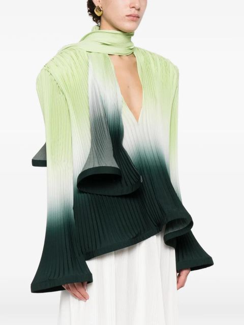 Rowen Rose pleated degradé scarf blouse - Green