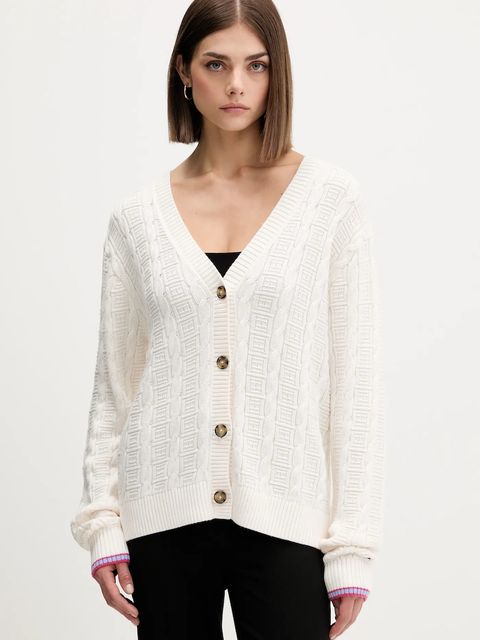 Tommy Jeans kardigan bawełniany damski kolor beżowy lekki DW0DW21681 - zdjęcie produktu nr 1