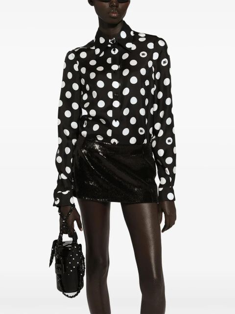 Dolce & Gabbana polka-dot silk twill shirt - Black