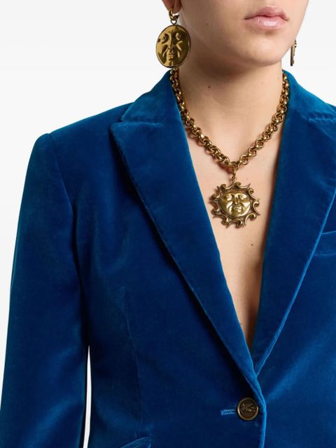 ETRO single-breasted velvet blazer - Blue