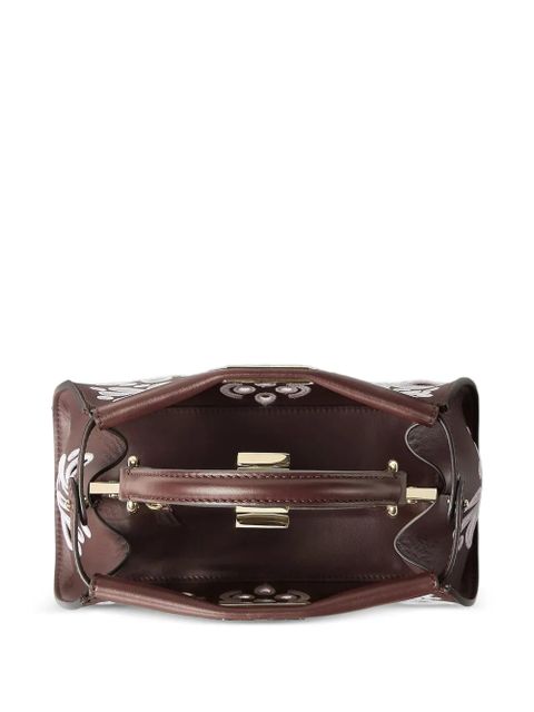 FENDI mini Peekaboo flower design tote bag - Brown