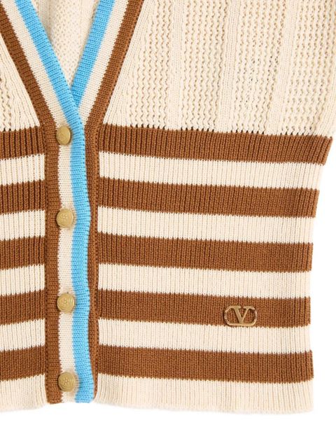 Valentino Garavani striped logo-plaque cardigan - Neutrals - zdjęcie produktu nr 2