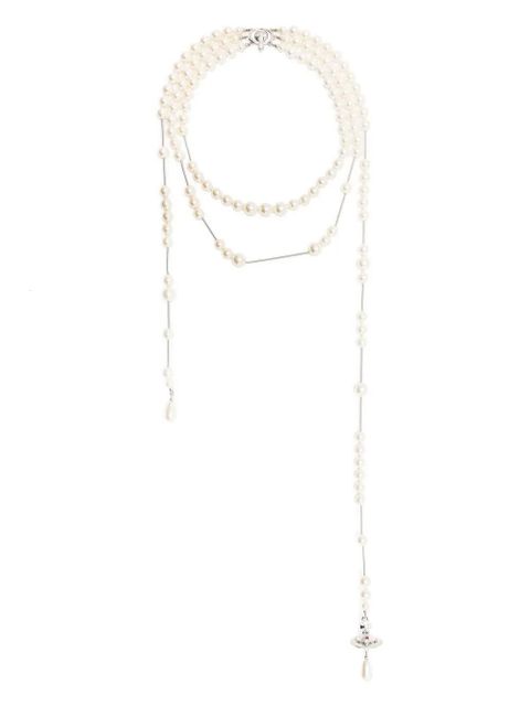 Vivienne Westwood pearl-embellished wraparound necklace - White - zdjęcie produktu nr 1