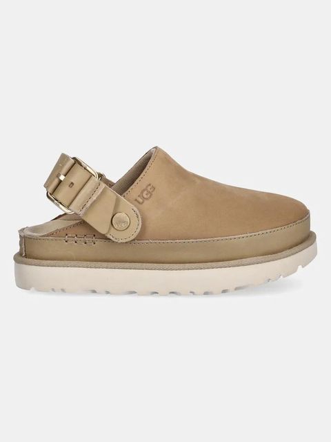 UGG klapki nubukowe Goldenstar Villa Clog damskie kolor beżowy na platformie 1169590-MDSD - zdjęcie produktu nr 2
