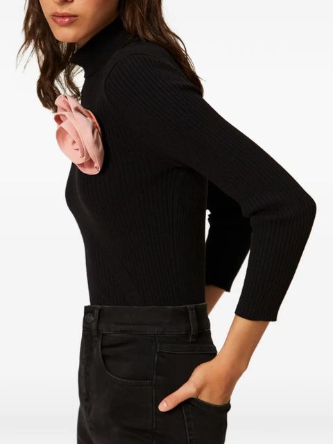 TWINSET turtle-neck brooch sweater - Black - zdjęcie produktu nr 2