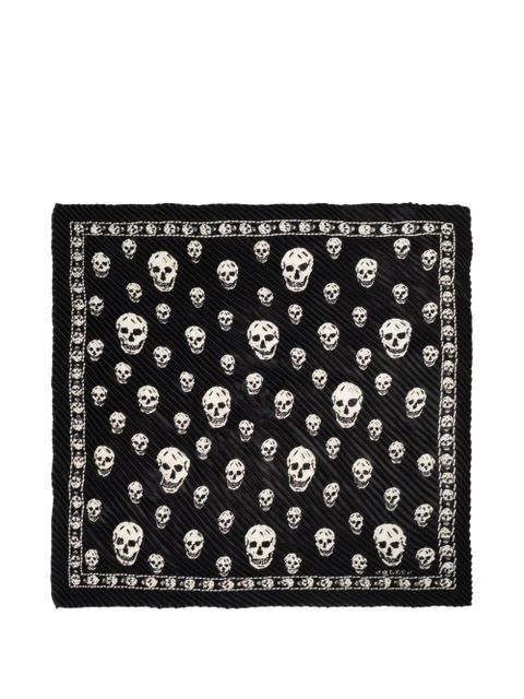 Alexander McQueen skull-print plissé scarf - Black - zdjęcie produktu nr 1