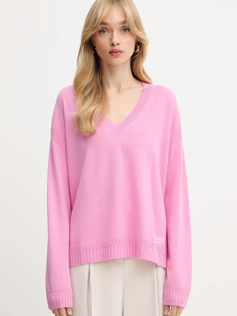 Liu Jo sweter wełniany damski kolor różowy lekki TF5180.MS026 - zdjęcie produktu nr 1