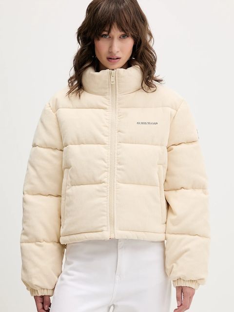 Guess Jeans kurtka sztruksowa kolor beżowy zimowa W5BL17 W2061 - zdjęcie produktu nr 1