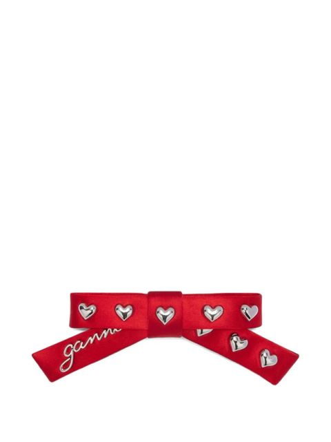 GANNI heart-studs bow-motif hair clip - Red - zdjęcie produktu nr 1