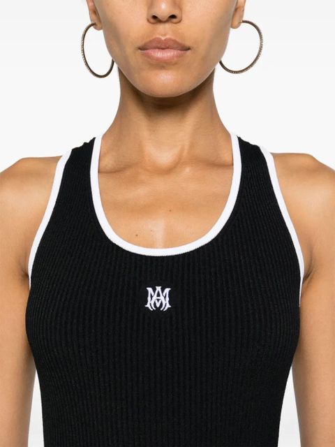 AMIRI contrasting-trim ribbed-knit minidress - Black