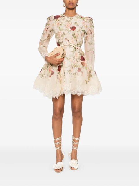 ZIMMERMANN Story floral lace-trimmed mini dress - Neutrals - zdjęcie produktu nr 2