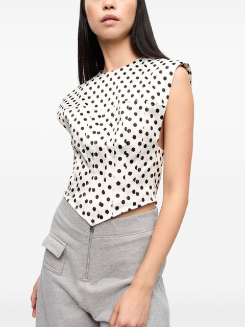 GANNI polka dot-print corset top - White