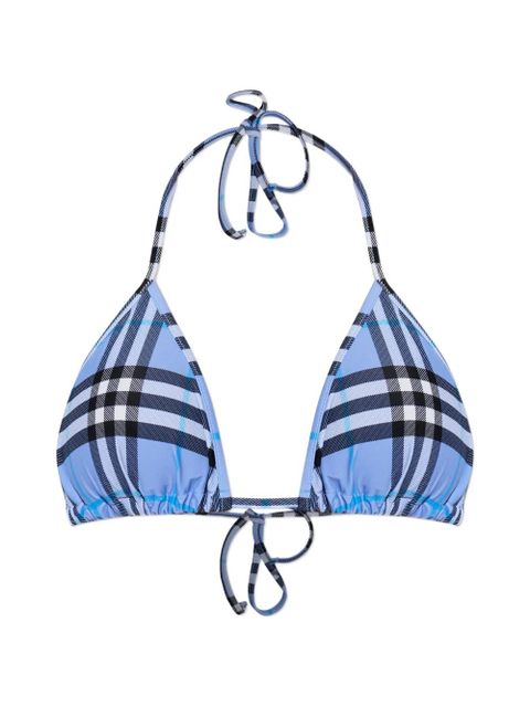 Burberry checked tie-fastening bikini top - Blue - zdjęcie produktu nr 1