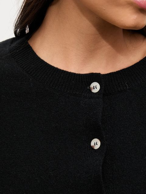 Answear.LAB kardigan z wełny merino z szalem damski kolor czarny lekki
