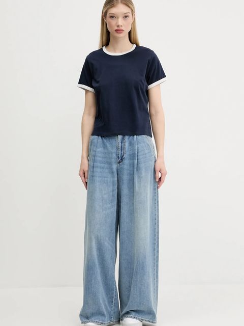 Abercrombie & Fitch t-shirt bawełniany damski kolor granatowy KI139-5529