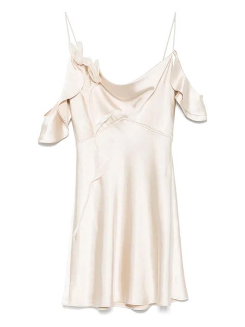 Self-Portrait flower satin mini dress - Neutrals - zdjęcie produktu nr 1