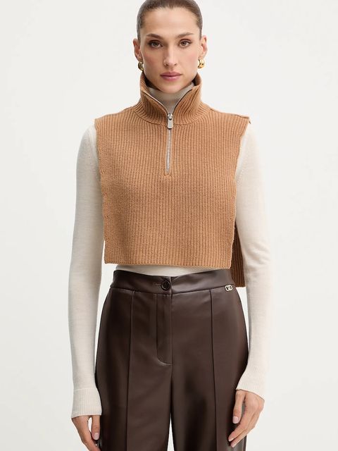 Pinko komin z dodatkiem wełny damski kolor brązowy gładki 105994 A2Z4 - zdjęcie produktu nr 1