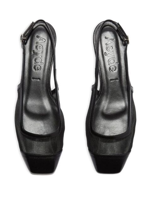Aeyde Geraldine mesh-panel slingback ballet flats - Black