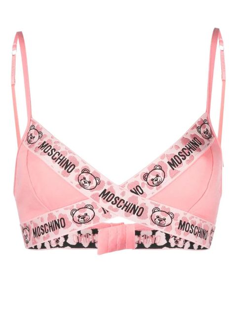Moschino leopard-print logo-jacquard bralette - Pink - zdjęcie produktu nr 1