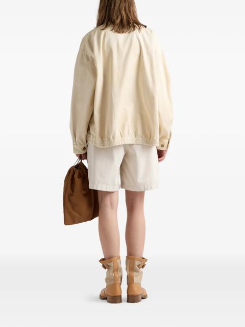 Prada embroidered garment-dyed old gabardine blouson jacket - Neutrals