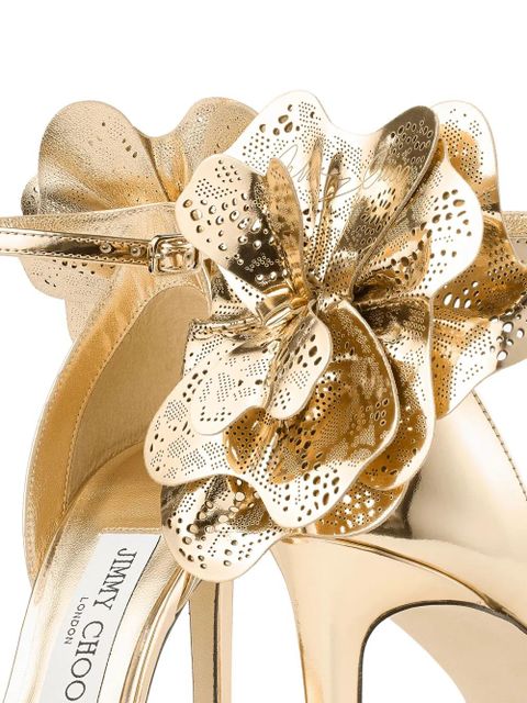 Jimmy Choo 100mm Marja flower pumps - Gold