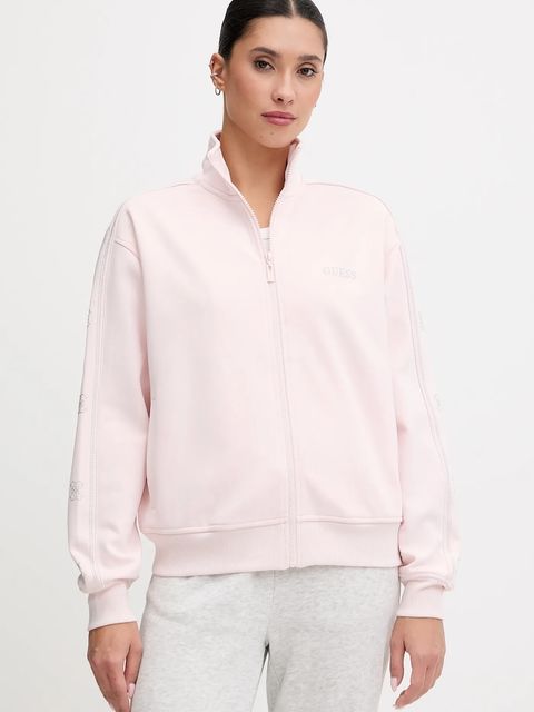 Guess bluza OCTAVIA damska kolor różowy z kapturem z aplikacją V5BQ15 KCX22 - zdjęcie produktu nr 1