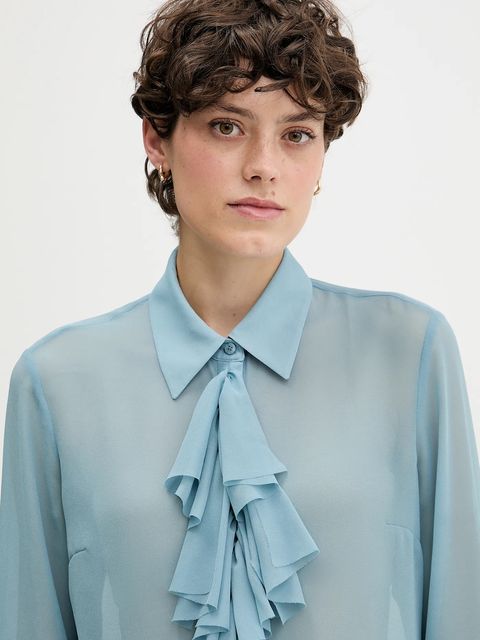 Sisley koszula damska kolor turkusowy regular z kołnierzykiem klasycznym 5NOXLQ09T - zdjęcie produktu nr 2