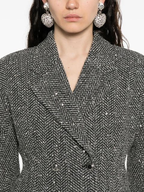 Alessandra Rich sequin-embellished herringbone jacket - Grey