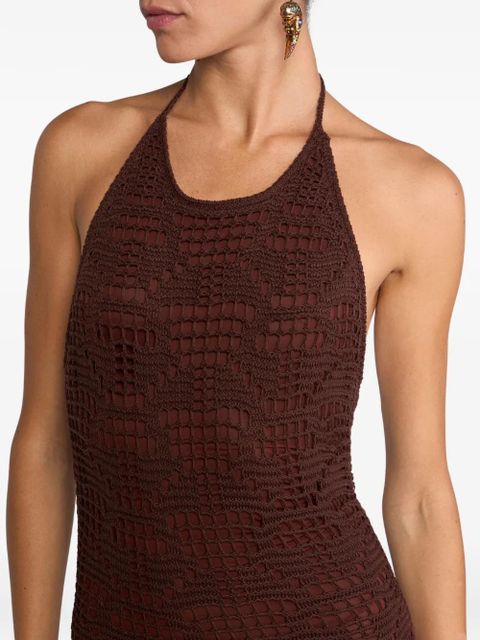 ETRO crochet-effect maxi dress - Brown