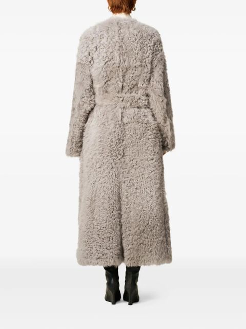 AMI Paris shearling belted coat - Grey