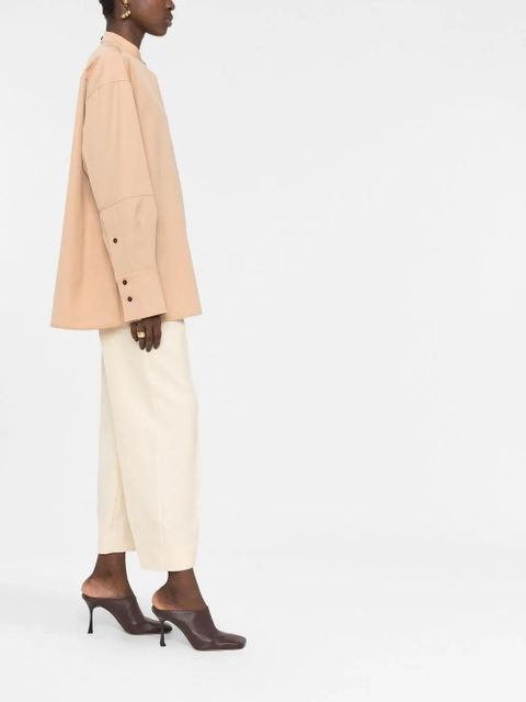 Jil Sander collarless button-front shirt - Brown