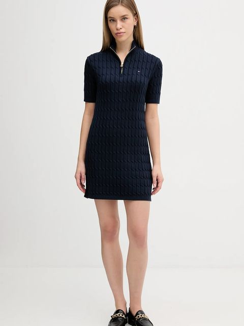 Tommy Hilfiger sukienka bawełniana kolor granatowy mini dopasowana WW0WW48444 - zdjęcie produktu nr 2