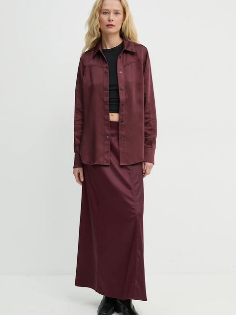 G-Star koszula damska kolor bordowy regular z kołnierzykiem klasycznym D25265-D414 - zdjęcie produktu nr 2