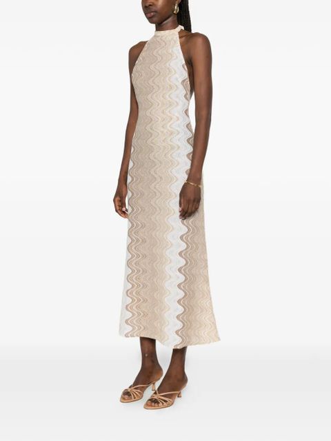 MC2 Saint Barth chevron-knit halterneck dress - Neutrals
