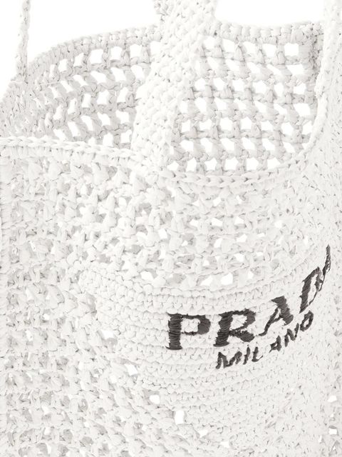 Prada logo-print raffia tote bag - White